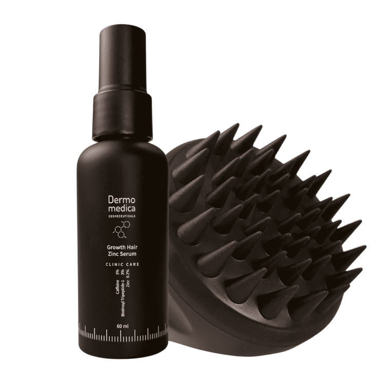 DERMOMEDICA Growth Hair Zinc Serum 60 ml + Scalp Massager - Zestaw stymulujący wzrost włosów