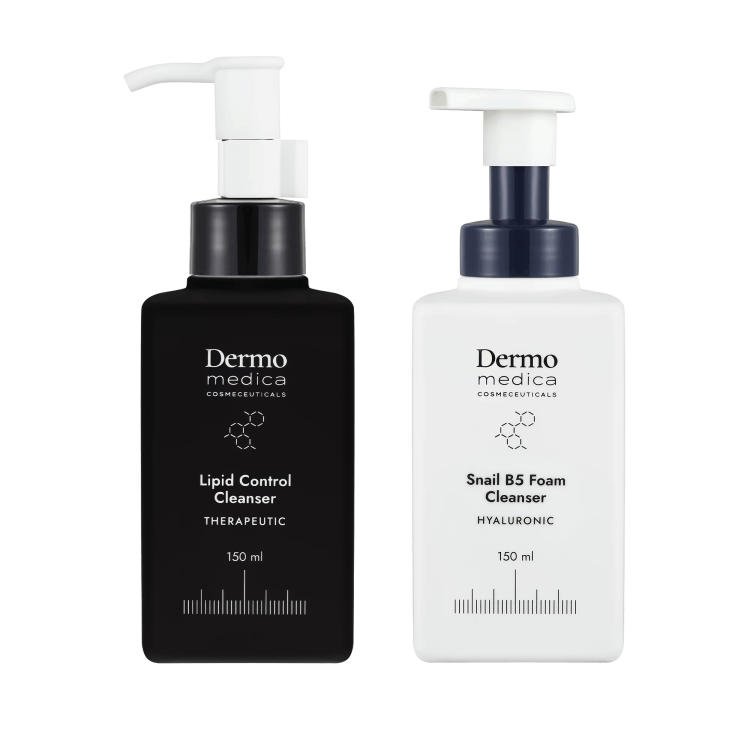 Dermomedica - Zestaw do dwuetapowego oczyszczania: Lipid Control Cleanser 150 ml + Snail B5 Foam 150 ml