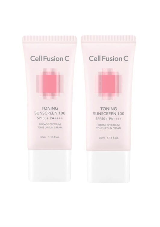 Cell Fusion C Toning Sunscreen 100 SPF 50+ / PA++++ - Rozświetlający krem tonujący 2x35 ml