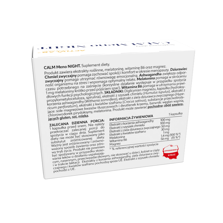 ActivLab CALM Meno NIGHT- spokojny sen i relaks w okresie menopauzy 30 kaps