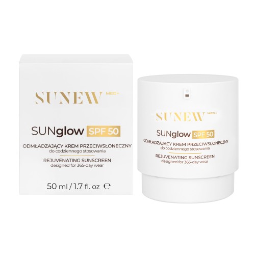 SunewMed+ SUNglow Krem przeciwsłoneczny SPF 50 - Odmładzający fotoprotektor do twarzy z efektem rozświetlenia 50ml
