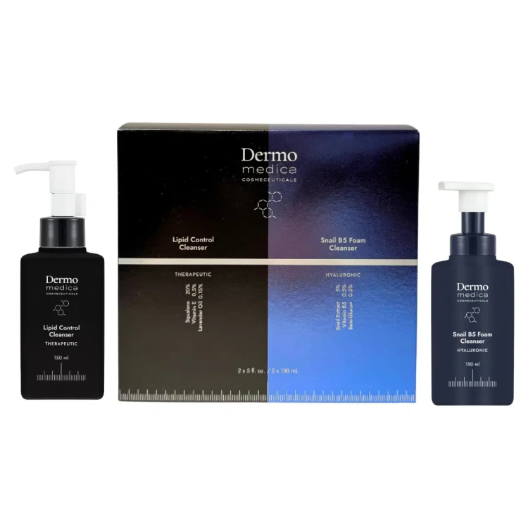 Dermomedica - Zestaw do dwuetapowego oczyszczania: Lipid Control Cleanser 150 ml + Snail B5 Foam 150 ml