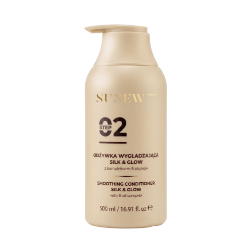 SunewMed+ Silk Glow Odżywka wygładzająca z kompleksem 5 olejków Step 02 | Wygładzająca odżywka do włosów suchych i zniszczonych 500 ml