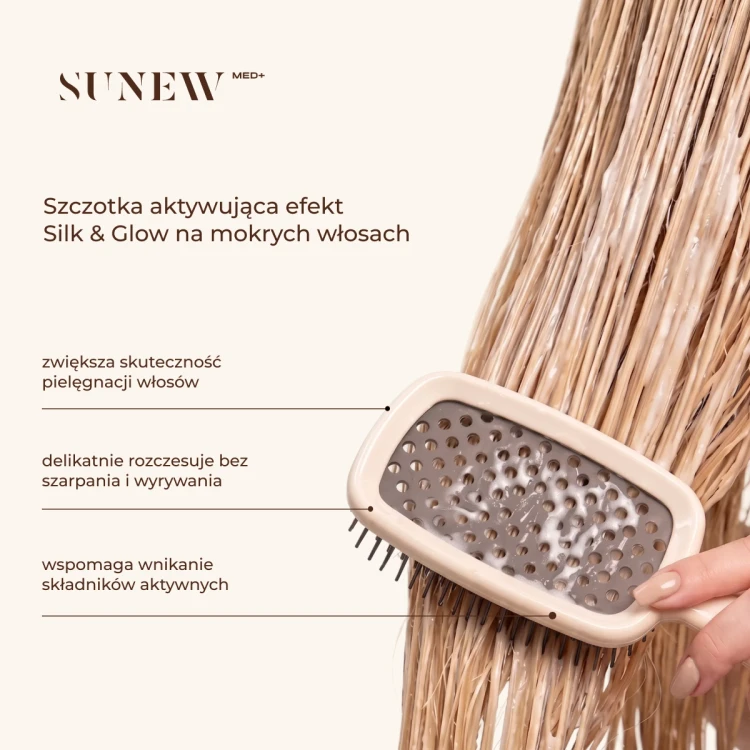 SunewMed+ Szczotka aktywująca efekt Silk &amp; Glow na mokrych włosach | Krok 03 Protokołu Gładkich Włosów