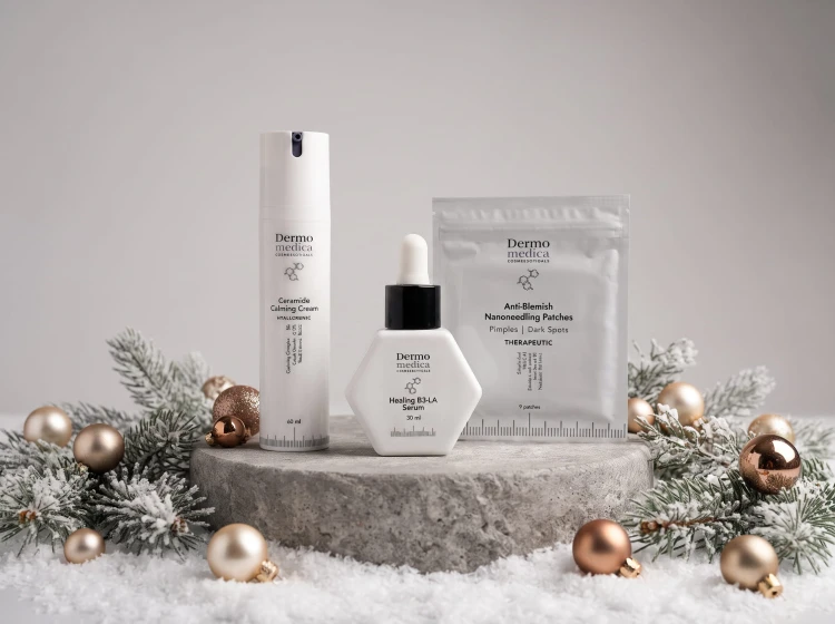 Dermomedica Zestaw Przeciwtrądzikowy i Barierowy | Healing B3-LA Serum + Ceramide Calming Cream + GRATIS Płatki Nanoigłowe